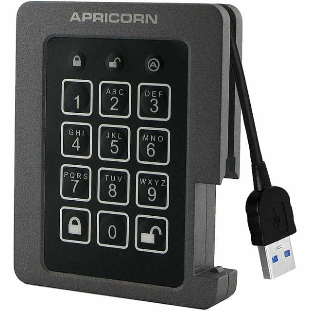 Apricorn [ASSD-3PL256-240F] USB3.0接続AES-XTS暗号化ポータブルSSD Aegis Padlock SSDシリーズ 240GB