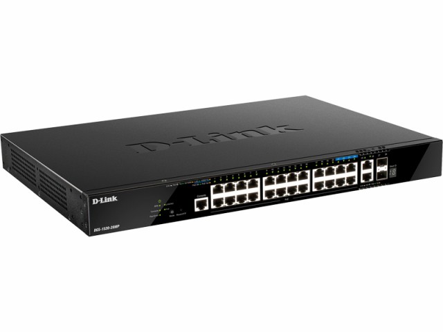 D-Link [DGS-1520-28MP/A1] DGS-1520-28MP ギガビットL3スタッカブルスマートProスイッチ、10/100/1000BASE-T(PoE+)×20、100/1000/2.…