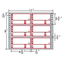 東洋印刷 [R11BP] タックフォームラベル 11インチ×9インチ 6面付(1ケース500折)