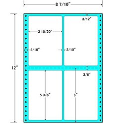 東洋印刷 [MT8X] タックフォームラベル 8 7/10インチ×12インチ 4面付(1ケース500折)