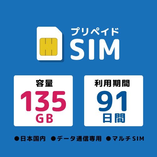 モバイル・プランニング [20220301-6380] プリペイドSIM 135GB 91日 ドコモ