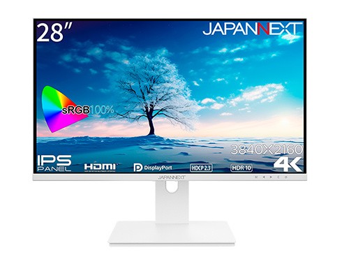 JAPANNEXT [JN-IPS28UHDR-W] 液晶ディスプレイ 28型/3840×2160/HDMI×2、DP×2/ホワイト/スピーカー:無/1年保証