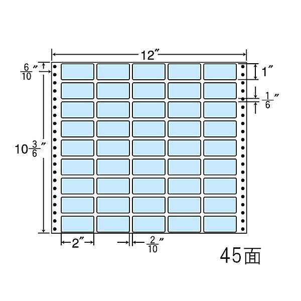 東洋印刷 [M12C-BLUE] タックフォームラベル 12インチ×10 3/6インチ 45面付(1ケース500折)