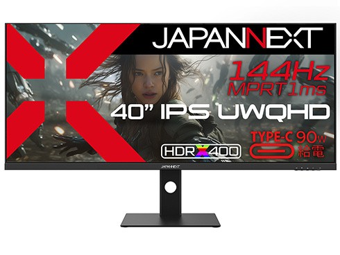 JAPANNEXT [JN-IPS401UWQHD144-C90W] ゲーミング液晶ディスプレイ 40型/3840×1440/DP×1、HDMI×2、USB-C×1/ブラック/ス… [PSE認証済]