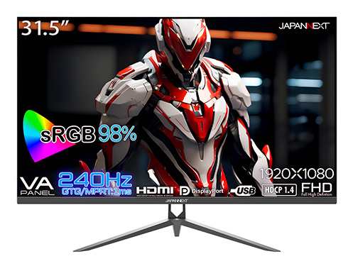 JAPANNEXT [JN-V315G240FHDR] ゲーミング液晶ディスプレイ 31.5型/1920×1080/HDMI×2、DP×1/ブラック/スピーカー:有/1年保証