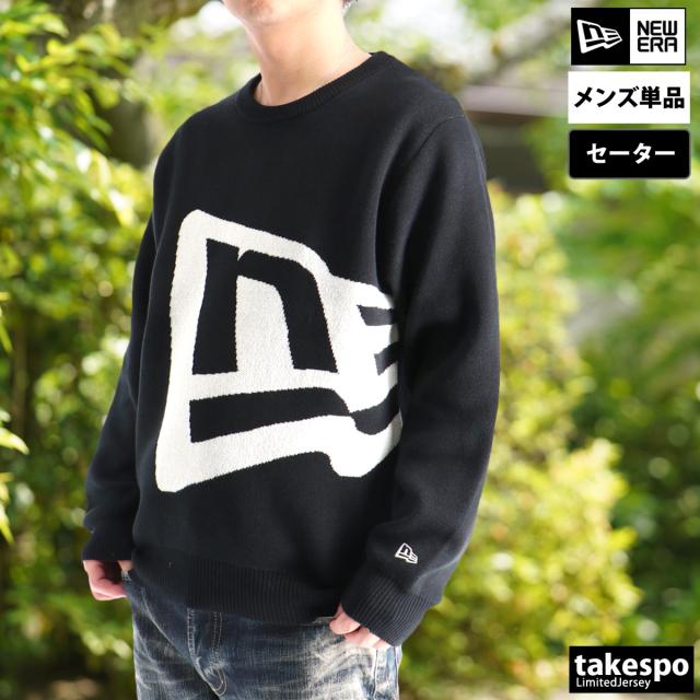 ニューエラ セーター メンズ ブランド NEW ERA ゴルフ ビッグロゴ ニット 白 黒 フラッグロゴ 14669876T 送料無料 新作 ニューエラ セーター メンズ ブランド NEW ERA ゴルフ ビッグロゴ