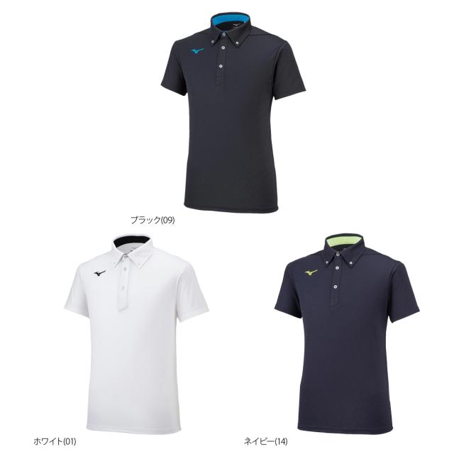 ミズノ ポロシャツ メンズ 上 Mizuno 半袖 ボタンダウン ワン