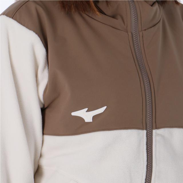 ミズノ フリースジャケット レディース ブランド Mizuno フード付き フーディ 保温 はっ水 撥水 ストレッチ 白 32MCC880 送料無料 ミズノ フリースジャケット レディース ブランド Mizuno フード付き
