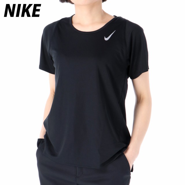 ナイキ Tシャツ レディース 上 NIKE 吸汗 速乾 ドライ 薄手 反射ロゴ ランニング 半袖 BLK 送料無料 新作｜au PAY マーケット