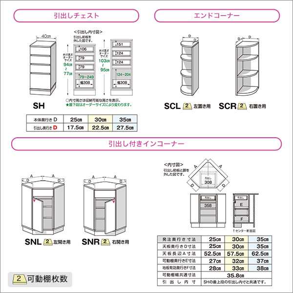 セミオーダーカウンター下収納ぴったりくん キャビネット 幅160cm×奥行35cm - 26