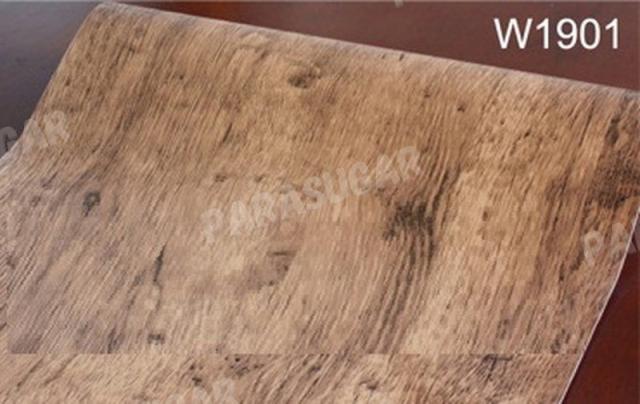 業務用 【 100m 】木目調 茶 w1901 壁紙シール アンティーク 木目 リメイクシート 板 柄 ウォールステッカー 防水 45cm×100m はがせるタイプの通販は