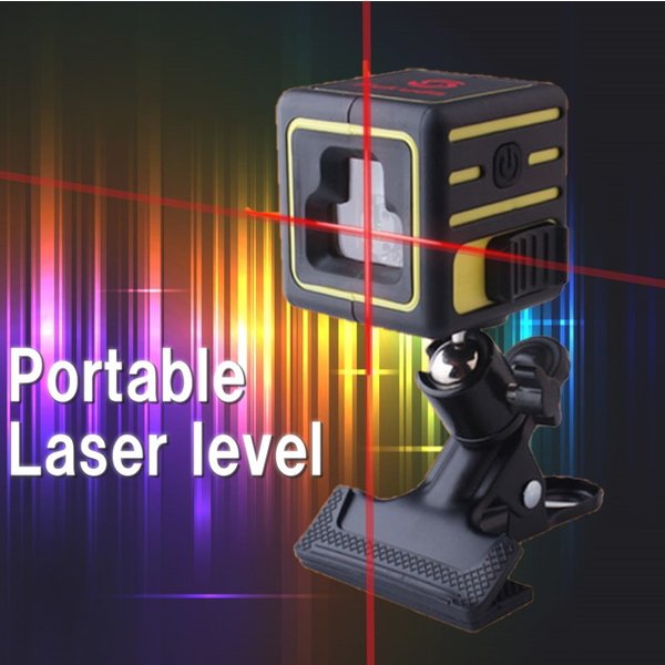 小型 2ライン レーザーレベル キャストラインマーキング セカンドライン 赤 ポータブルレベル 自動水平調整機能