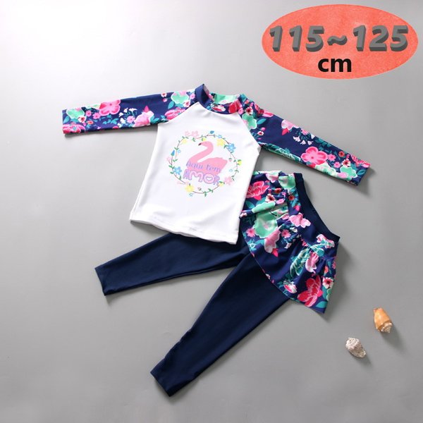ラッシュガード 水着 上下セットアップ ブルー【2XL】115-125cm 子供服 女の子 レギンス 長袖 ズボン 日よけ ビキニ 海 プール swi-107の通販は 5,069円