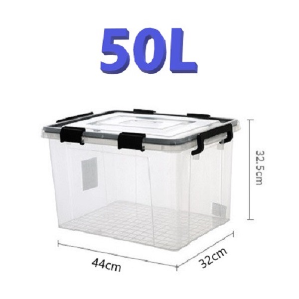 密閉 コンテナ 50L  透明 収納ボックス 大容量 衣裳ケース おもちゃ収納 収納ボックス 防湿 密閉ボックス バックル付き 加厚 プラスチックの通販は 7,400円