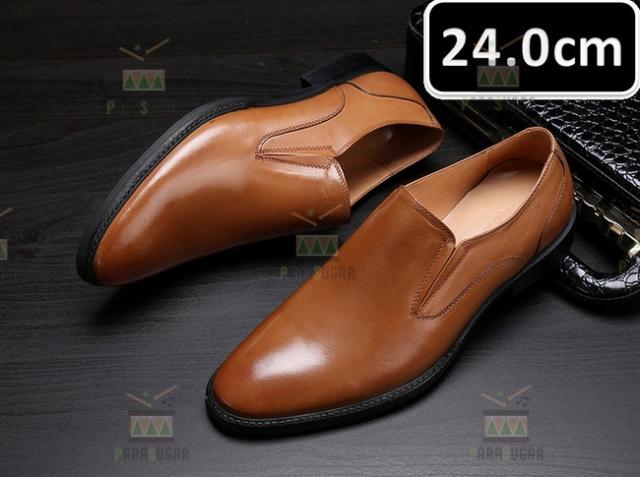 メンズ ビジネス レザー シューズ 本革 ライトブラウン サイズ 24.0cm 革靴  靴 カジュアル 屈曲性 通勤 軽量 新品 【apa-165】の通販は 19,800円