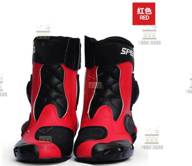 レーシングブーツ 118  レッド 25.5cm バイクブーツ 防水 ライディングシューズ ロング ライダーブーツ バイク ライダー