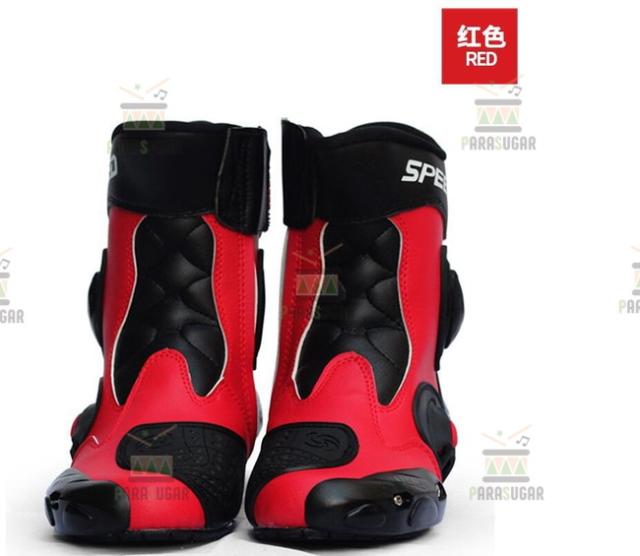 レーシングブーツ 118  レッド 27.5cm バイクブーツ 防水 ライディングシューズ ロング ライダーブーツ バイク ライダー