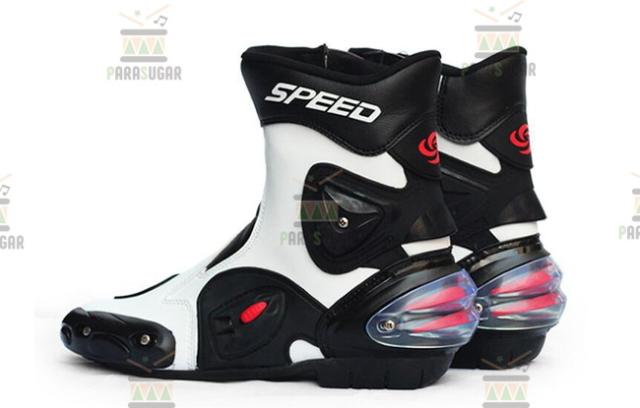 レーシングブーツ 118  ホワイト 25.5cm バイクブーツ 防水 ライディングシューズ ロング ライダーブーツ バイク ライダー