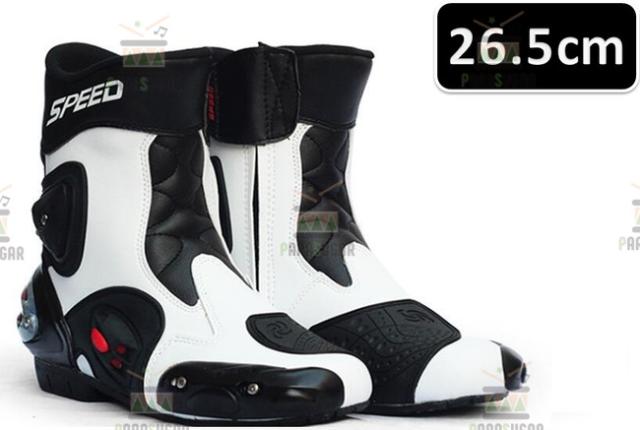 レーシングブーツ 118  ホワイト 26.5cm バイクブーツ 防水 ライディングシューズ ロング ライダーブーツ バイク ライダー