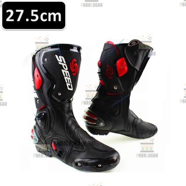 レーシングブーツ 119  ブラック 27.5cm バイクブーツ 防水 ライディングシューズ ロング ライダーブーツ バイク ライダー