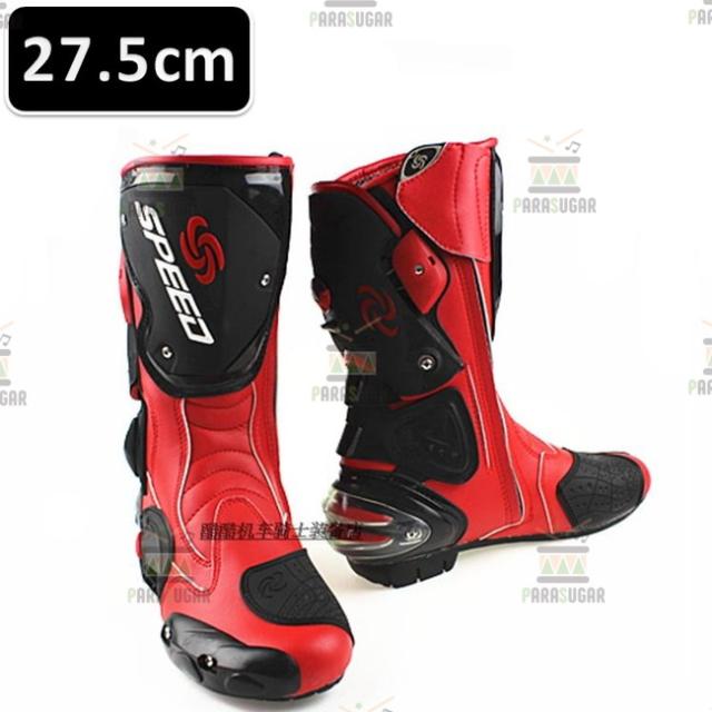 レーシングブーツ 119  レッド 27.5cm バイクブーツ 防水 ライディングシューズ ロング ライダーブーツ バイク ライダーの通販は 12,816円