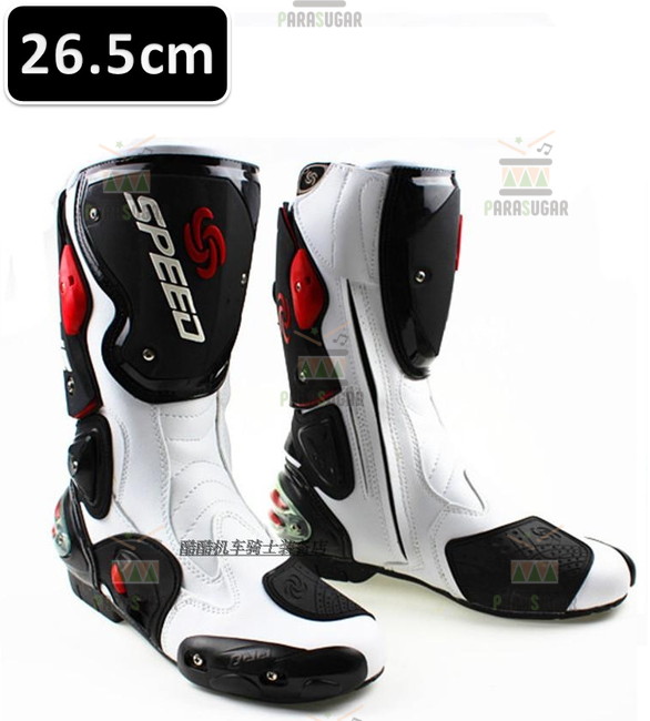 レーシングブーツ 119  ホワイト 26.5cm バイクブーツ 防水 ライディングシューズ ロング ライダーブーツ バイク ライダー