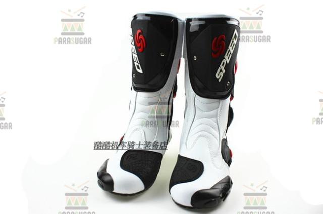 レーシングブーツ 119  ホワイト 27.5cm バイクブーツ 防水 ライディングシューズ ロング ライダーブーツ バイク ライダー