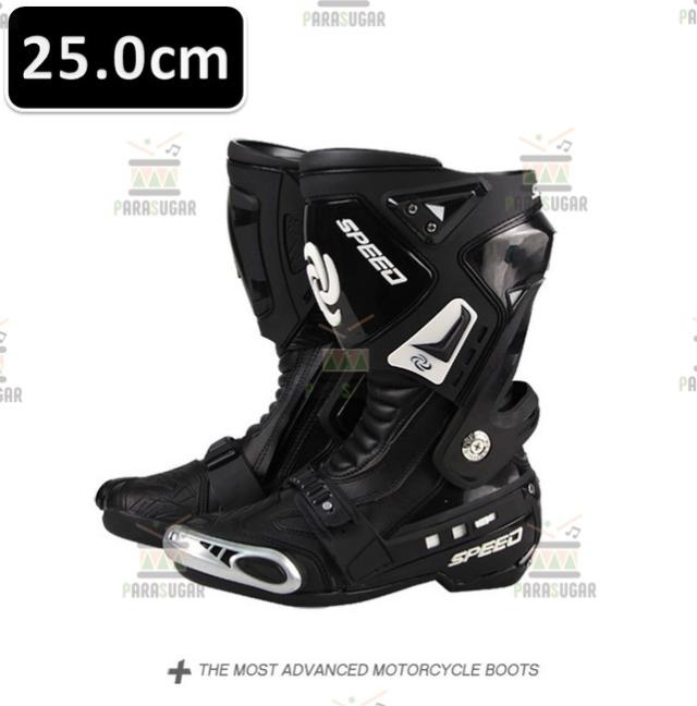 レーシングブーツ 120  ブラック 25.0cm バイクブーツ 防水 ライディングシューズ ロング ライダーブーツ バイク ライダー