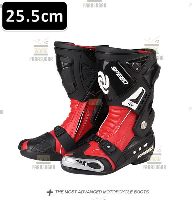 レーシングブーツ 120  レッド 25.5cm バイクブーツ 防水 ライディングシューズ ロング ライダーブーツ バイク ライダー