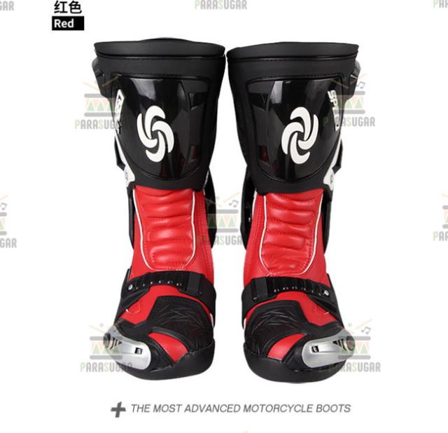 レーシングブーツ 120  レッド 26.5cm バイクブーツ 防水 ライディングシューズ ロング ライダーブーツ バイク ライダー