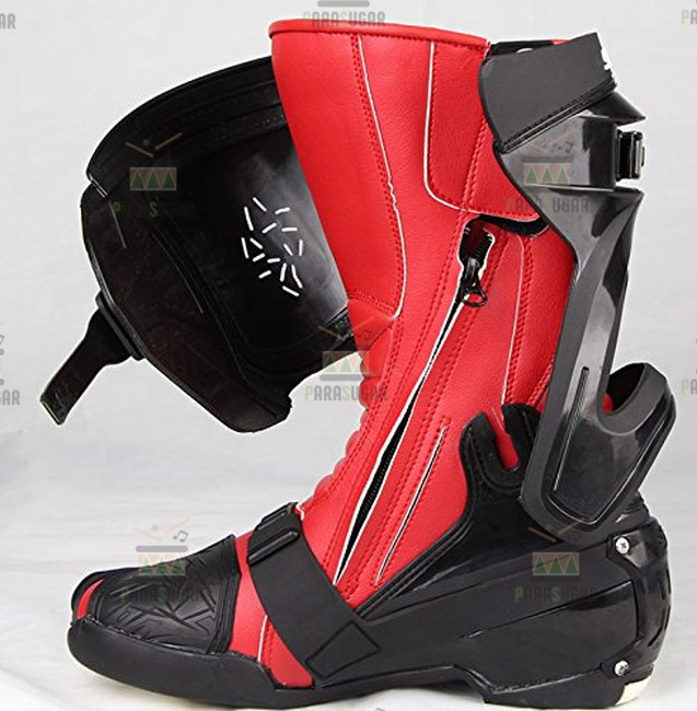 レーシングブーツ 120  レッド 26.5cm バイクブーツ 防水 ライディングシューズ ロング ライダーブーツ バイク ライダー