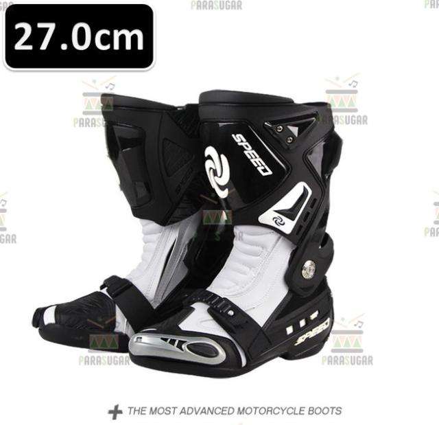レーシングブーツ 120  ホワイト 27.0cm バイクブーツ 防水 ライディングシューズ ロング ライダーブーツ バイク ライダー