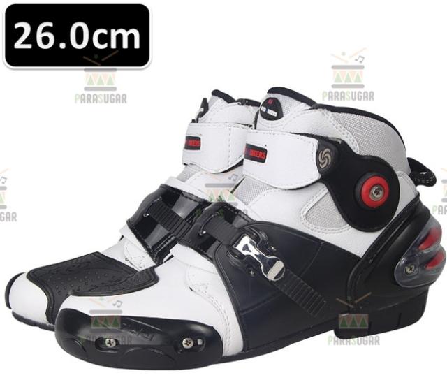 レーシングブーツ 121  ホワイト 26.0cm バイクブーツ 防水 ライディングシューズ ロング ライダーブーツ バイク ライダー