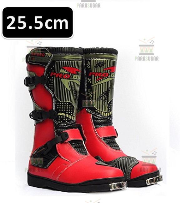 レーシングブーツ 116  レッド 25.5cm バイクブーツ 防水 ライディングシューズ ロング ライダーブーツ バイク ライダー