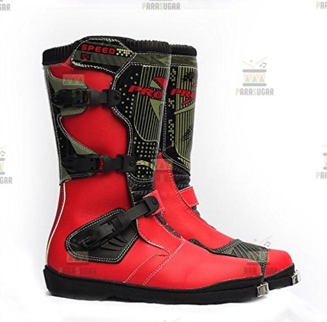 レーシングブーツ 116  レッド 27.5cm バイクブーツ 防水 ライディングシューズ ロング ライダーブーツ バイク ライダー