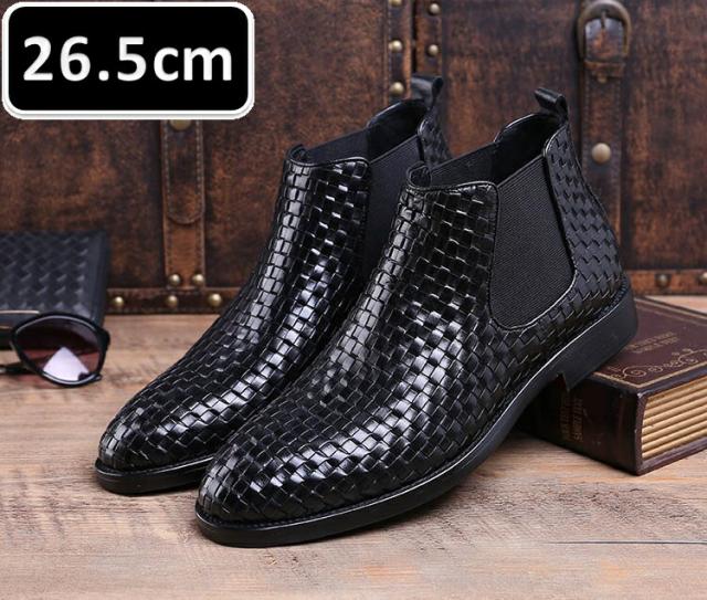 メンズ ビジネス シューズ 本革 ブラック サイズ 26.5cm 革靴  靴 カジュアル 屈曲性 通勤 軽量 新品 ショートブーツ【apa-169】