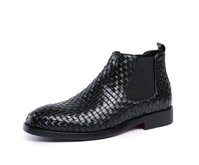 メンズ ビジネス シューズ 本革 ブラック サイズ 26.5cm 革靴  靴 カジュアル 屈曲性 通勤 軽量 新品 ショートブーツ【apa-169】