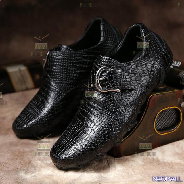 牛皮 型押し ☆ メンズ ビジネス レザー ワニ柄 シューズ ブラック サイズ 27.0cm 革靴  靴 カジュアル 屈曲性 通勤 軽量  【620】