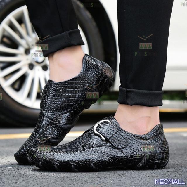 牛皮 型押し ☆ メンズ ビジネス レザー ワニ柄 シューズ ブラック サイズ 27.5cm 革靴  靴 カジュアル 屈曲性 通勤 軽量  【620】
