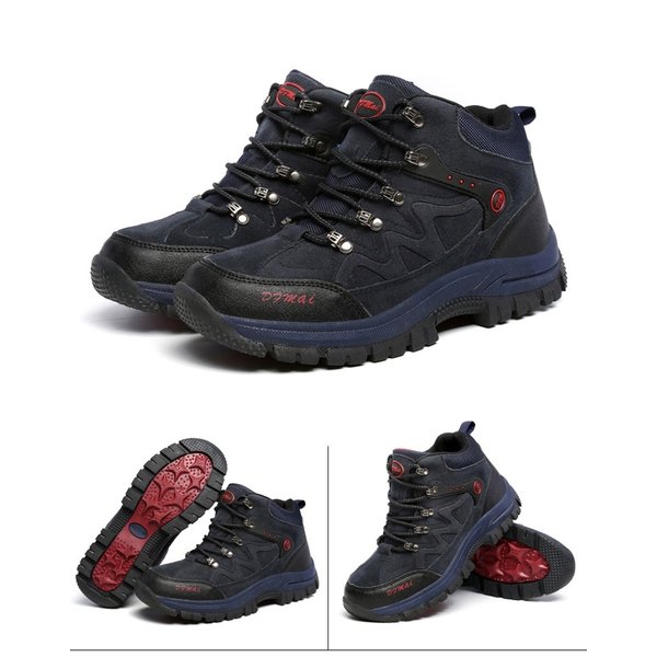 メンズ トレッキングシューズ 【859】 ネイビー ハイカット ハイキングシューズ 防滑 耐磨耗 衝撃吸収 男女兼用の通販は