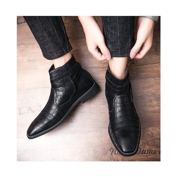 クロコ柄 メンズ ビジネス レザー シューズ ブラック 24.0cm 革靴 靴 カジュアル 屈曲性 通勤 軽量 インポート品【n145】