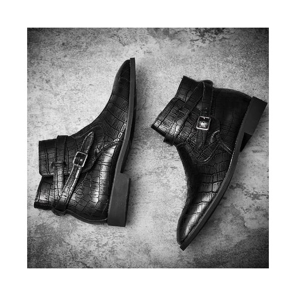 クロコ柄 メンズ ビジネス レザー シューズ ブラック 24.0cm 革靴 靴 カジュアル 屈曲性 通勤 軽量 インポート品【n145】