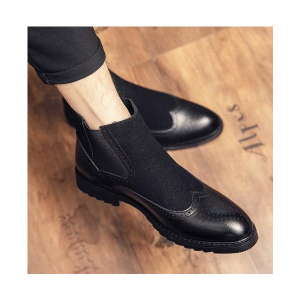 サイドゴア メンズ ビジネス レザー シューズ ブラック 革靴 靴 カジュアル 屈曲性 通勤 軽量 インポート品【n152】