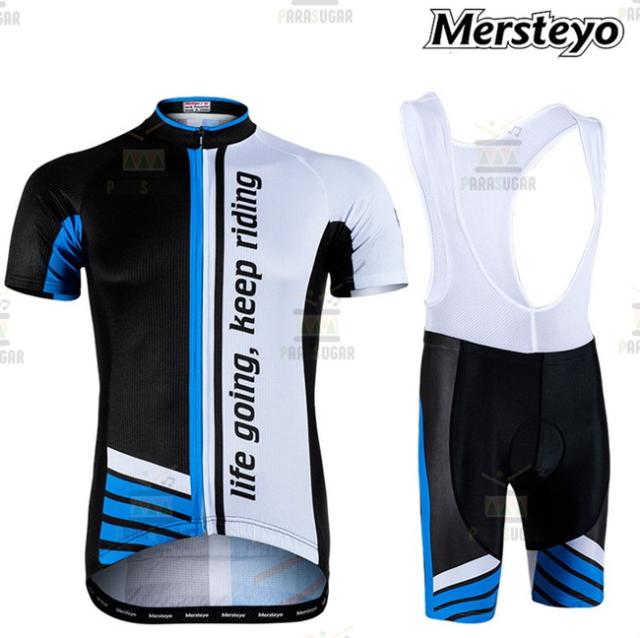 サイクリングウェア mersteyo 半袖 ブルー 2点セット 自転車 ウェア サイクルジャージ 吸汗速乾防寒 新品 インポート品【669】の通販は 7,036円