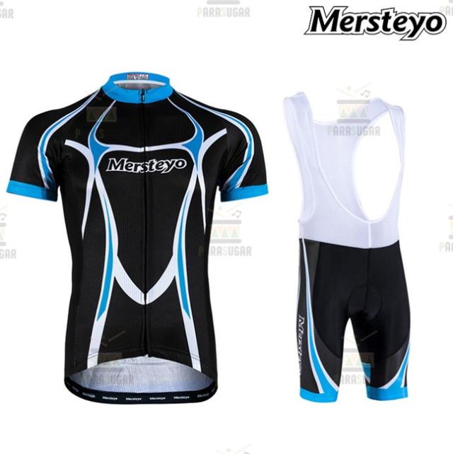 サイクリングウェア mersteyo 半袖 ブラック×ブルー 2点セット 自転車 ウェア サイクルジャージ 吸汗速乾防寒 新品 インポート品【671】の通販は