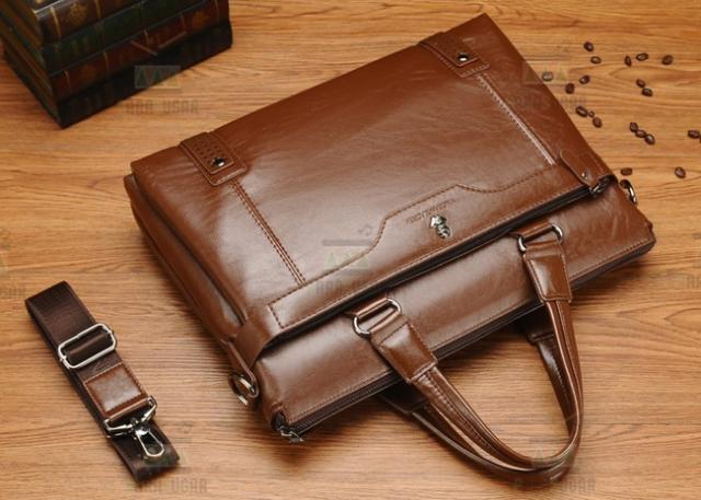 新品 メンズ 高級PUレザー ビジネスバッグ【577】ライトブラウン ブリーフケース ショルダー スクエア 横型 大人気 上質 質感◎ 未使用の通販は 5,500円