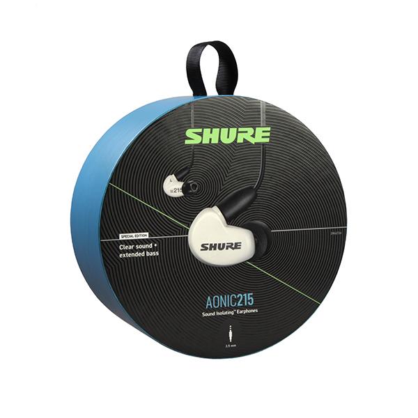 SHURE シュア AONIC215 UNI ホワイト リモコン・マイク付き 有線イヤホン カナル型 リケーブル対応 MMCX 耳掛け プロ仕様 マイク付き 通話 テレワーク メーカー保証2年 長期保証加入可 送料無料 国内正規品の通販は