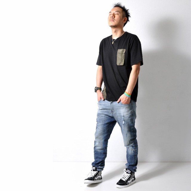 ミリタリーポケットtシャツ 半袖 胸ポケット デザイン 黒 無地 メンズ Ta103 M便の通販はau Pay マーケット ｃｈｅ ｎｋｍｒ