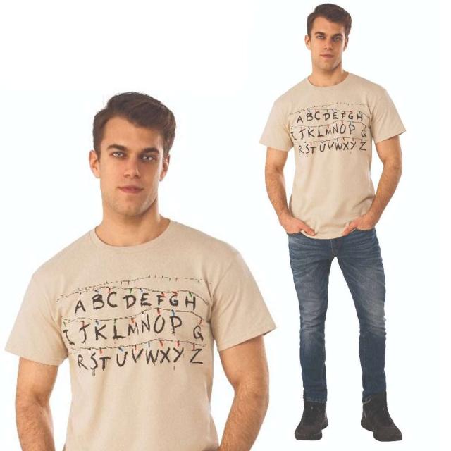 送料無料 ストレンジャーシングス アルファベット Tシャツ コスプレ メンズ 大人 ハロウィン コスチューム 仮装 StrangerThings