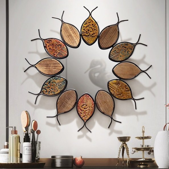 M16-2壁掛け鏡 部屋飾り 壁掛け 壁掛けミラー ウォールミラー 高級豪華鏡 木.鉄工芸品 アンティーク調.魚柄 洗面鏡 88,617円